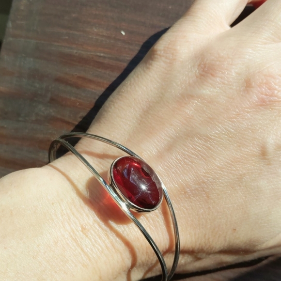 Baltic Amber Sterling Silver Cuff Bracelet - Picture 1 of 2